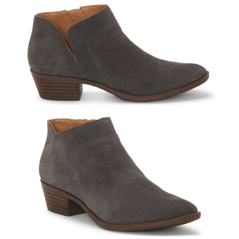 NEW Lucky Brand Brintly2 Waterproof Gray Suede Low Cut Ankle Boot Womens Size 12